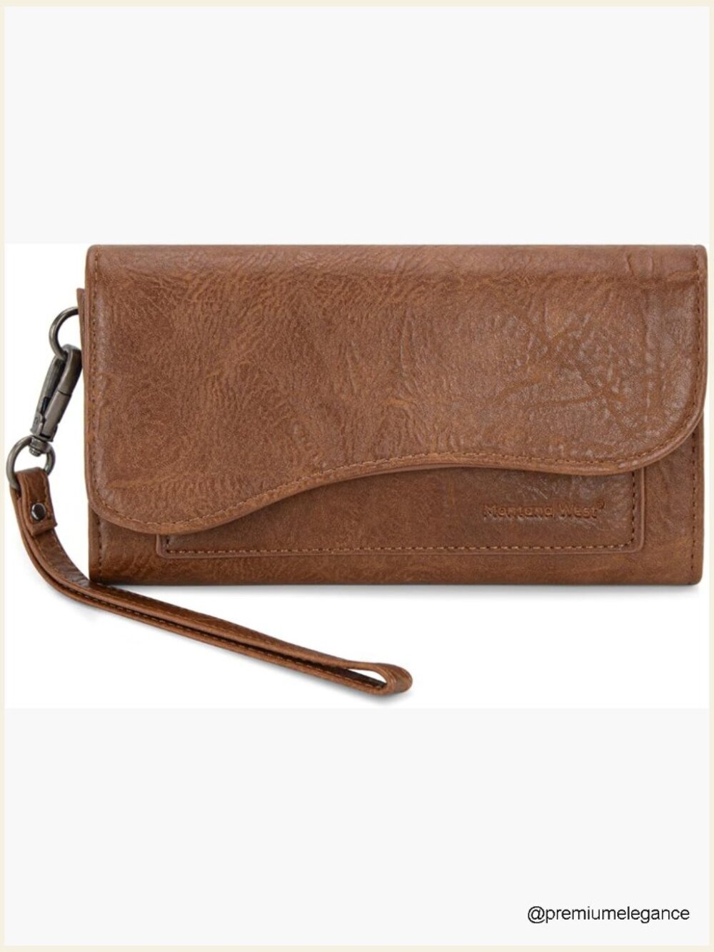 Large RFID Phone Wristlet Wallet Trifold Coin Purse Wrist Strap